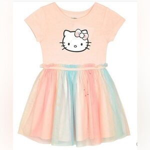 Hello Kitty Toddler Girl's Short Sleeve Tulle Dress, Pink, 3T